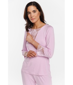 Pijama set mujer color azul vista lateral